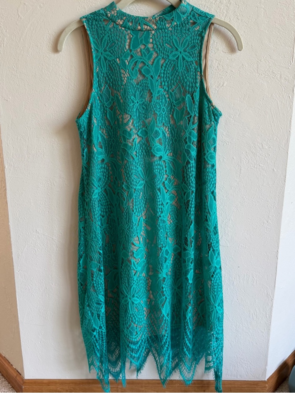 Francesca’s Teal Lace Shift Dress